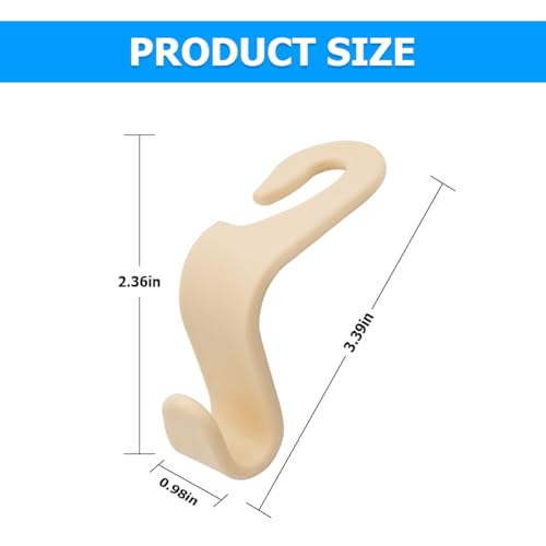 4 Pack Car Seat Headrest Hooks for Vehicle Seats (Beige)