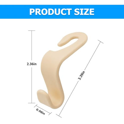 4 Pack Car Seat Headrest Hooks for Vehicle Seats (Beige)