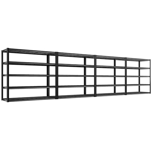 48.2''W Garage Shelving Heavy Duty Metal Shelving 3000LBS Storage Shelves Adjustable Metal Shelves Industrial 5 Tier Garage Shelf for Basement Pantry Warehouse Supermarket (24.2"D x 48.2"W x 72.2"H)