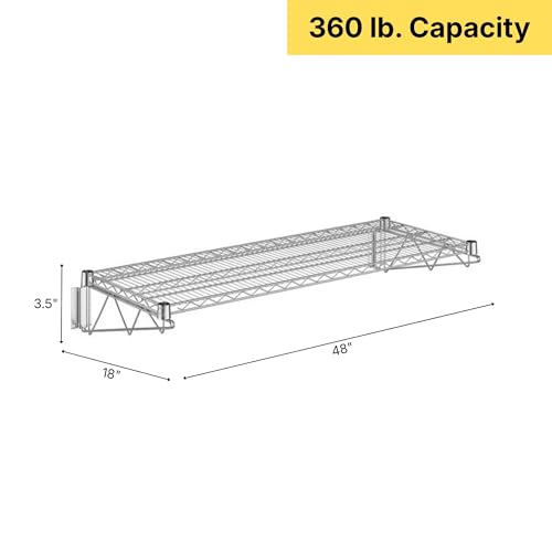 18" x 48" Chrome Wire Wall Mount Shelf (Chrome / 18" x 48")