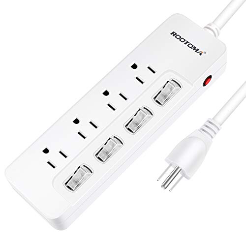 Appliance Extension Cord with Individual Switches on Off (6 FT - 4 AC - White)