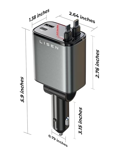 Retractable Car Charger 4 in 1 for Cars (Black / 31.5 Inch)