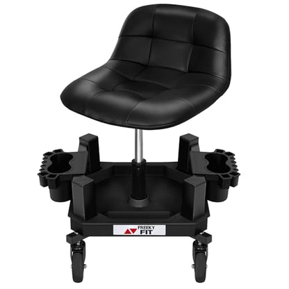 Rolling Stool with Wheels (Black)