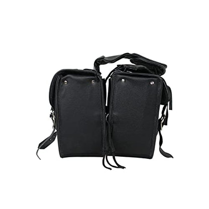 Motorcycle Saddle Bags Leather Motorcycle Luggage Bag with Gun Holsters For Softails Sportsters and Choppers Tool Bags (Style1 - Leather / 14" x 8" x 11")