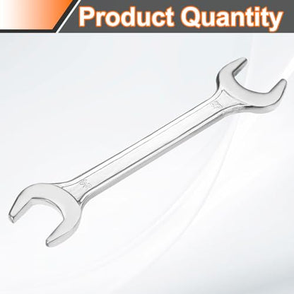 Double Open End Wrench 24mm x 27mm Metric 15 Degree Offset Angle Small Flat Head Wrench Galvanizing Open Ended Spanner for Automotive Repair Furniture Assembly (24mm x 27mm)