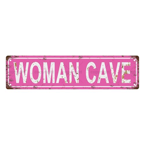 WOMAN CAVE SPACE Metal Tin Street Sign Bar Cafe Garage Cave Home Room Wall Bathroom Farmhouse Garden Porch Patio Decor (WOMAN CAVE)