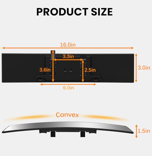 Panoramic Wide Angle Large Rear View Mirror Car Extended 16 Inch (16 Inch & Chrome)