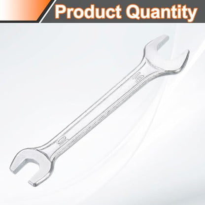 Double Open End Wrench 10mm x 14mm Metric 15 Degree Offset Angle Small Flat Head Wrench Galvanizing Open Ended Spanner for Automotive Repair Furniture Assembly (10mm x 14mm)