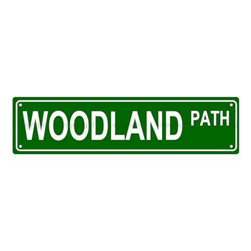 WOODLAND PATH SPACE Metal Tin Street Sign Bar Cafe Garage Cave Home Room Wall Bathroom Farmhouse Garden Porch Patio Decor (WOODLAND)