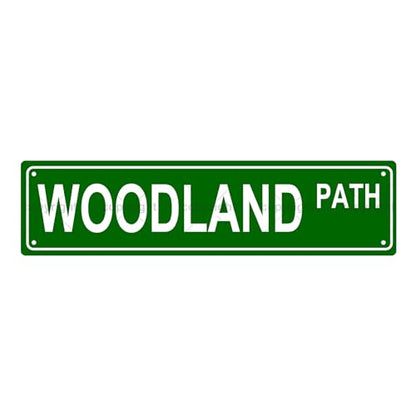 WOODLAND PATH SPACE Metal Tin Street Sign Bar Cafe Garage Cave Home Room Wall Bathroom Farmhouse Garden Porch Patio Decor (WOODLAND)