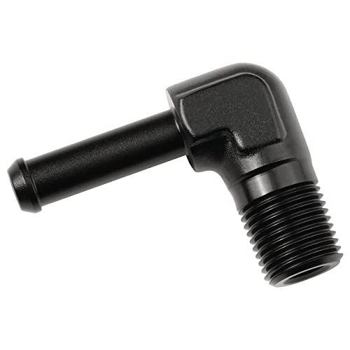 1 8 NPT Male to 1 (1/8 NPT to 1/4 Barb / Black - 90 Degree)