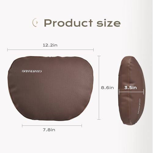 Leather Car Headrest Pillow Car Neck Pillow with Adjustable Strap (Coffee / 1 Piece)