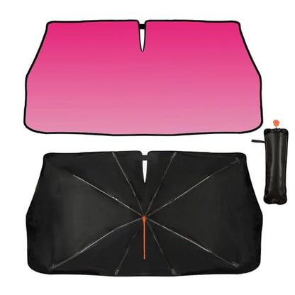 Colorful Car Windshield Sunshade Umbrella Sun Shade Umbrella for Car Foldable Windshield Umbrella Block UV Rays Heat Keep Vehicle Cool for Cars SUV 57"x30" (red)