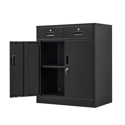 Metal Storage Cabinet (Black / 36" H x 32" W x 16" D)