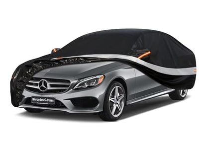 10 Layers Car Cover Custom Fit for Mercedes Benz C Class C250 C300 C43 C63 (Black Gray / Custom Fit for Mercedes Benz C-Class)