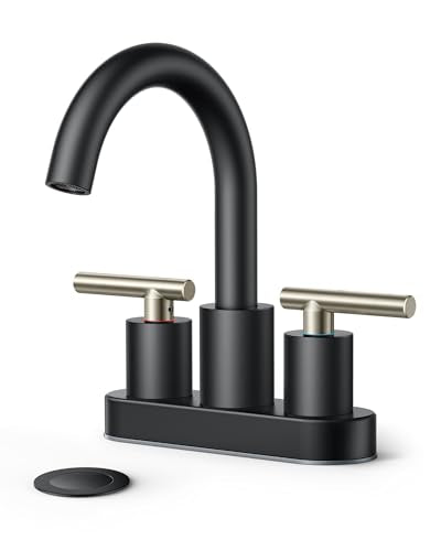 4 Inch Centerset Bathroom Sink Faucet Black and Brushed Nickel (Stainless Steel&Black)