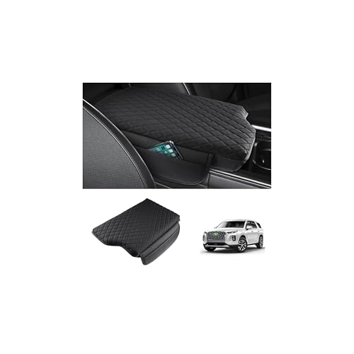 Custom Fit for Center Console Cover Hyundai Palisade 2020 2021 2022 2023 2024 2025 2026 Armrest Cover Center Console Pad PU Leather Armrest Seat Box Cover Protector with Pockets Storage Bag (For Hyundai Palisade 2020-2026)