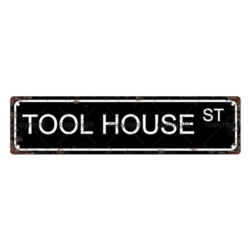 TOOL HOUSE ST SPACE Metal Tin Street Sign Bar Cafe Garage Cave Home Room Wall Bathroom Farmhouse Garden Porch Patio Decor (TOOL HOUSE)