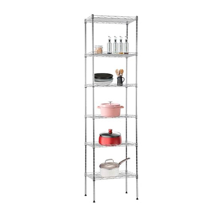 6 Tier Wire Shelf (Chrome / 17"D x 12"W x 64"H)