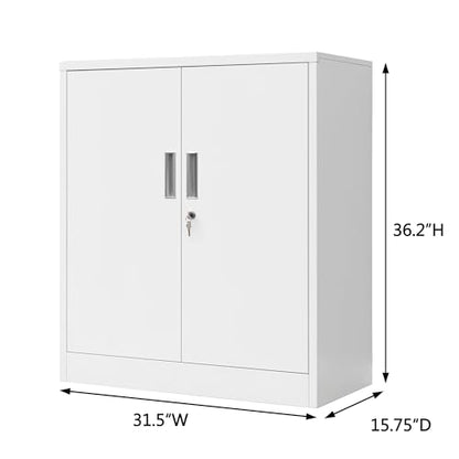 Metal Storage Cabinet (White / 36.2" H x 32" W x 16" D)