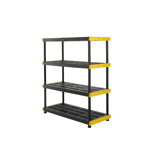 4 Tier Heavy Duty Plastic Storage Shelves for Garage Organization (4-Tier)
