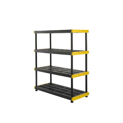 4 Tier Heavy Duty Plastic Storage Shelves for Garage Organization (4-Tier)