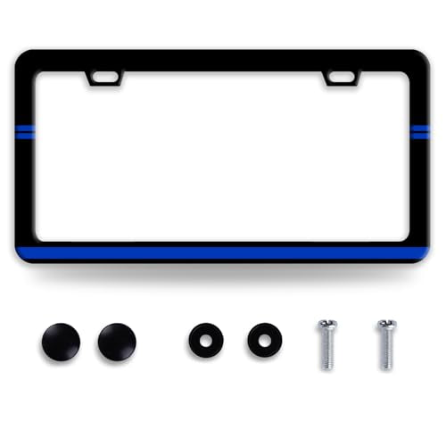 Thin Blue Line Stainless Steel License Plate Frame for US Cars Decor (Thin Blue Line)