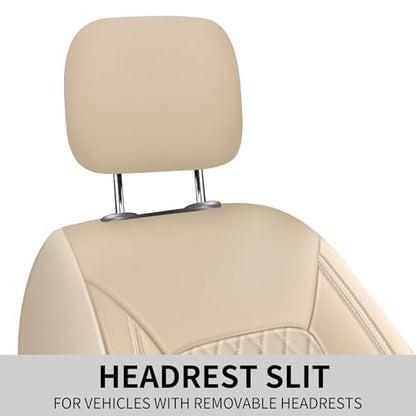Faux Leather Front Car Seat Covers (N1 Beige / Front Seat)