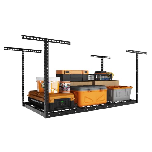 3x6ft Overhead Ceiling Garage Storage Rack (Black / 3x6ft)