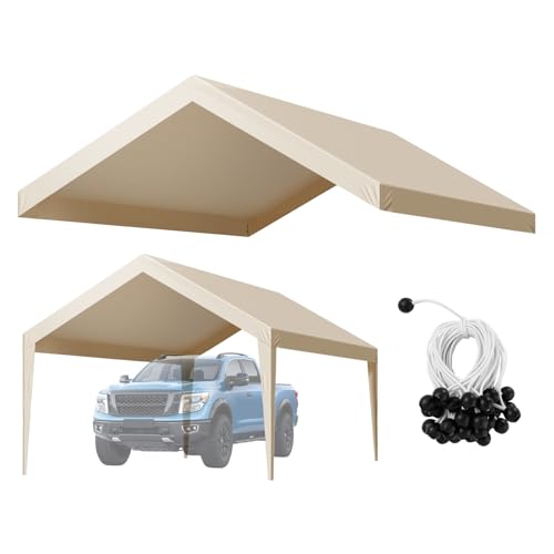 Carport Replacement Canopy Cover (Beige / 12x20ft)