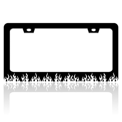 Black and White Flame License Plate Frame Stainless Steel 6.3 X 12.2 Inch (Black And White Flame)