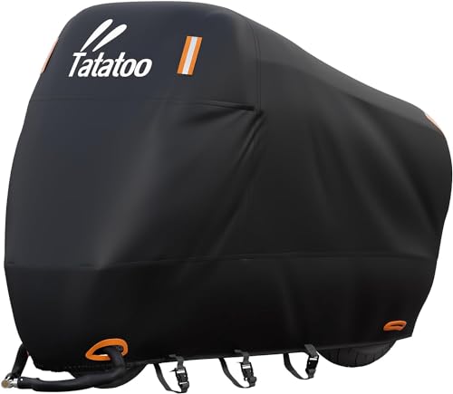 Heavy Duty Motorcycle Cover Waterproof Outdoor Storage Fits Up to 96.5" (Black / 96.5")