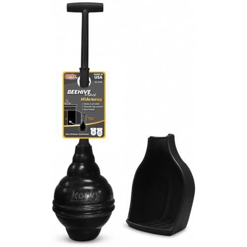 BeehiveMAX Hideaway Toilet Plunger & Holder in Black (Black)