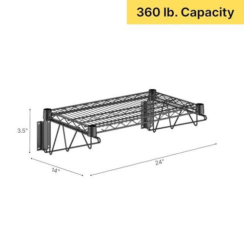 14" x 24" Black Epoxy Wire Wall Mount Shelf (Black / 14" x 24")