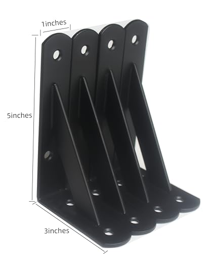 20 Pack L5 x H 3" Black Heavy Duty Shelf Brackets with Screws Metal Shelf Brackets Shelf Support Angle Brackets for Shelves L Brackets Heavy Duty Floating Shelf (20 Pack-Black / 5''x3'')