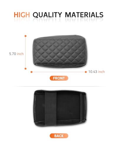 for 2024 2025 2026 Hyundai Kona Center Console Cover Armrest Cover for Kona (Kona-Thickened Black Leather Square 2024-2026)