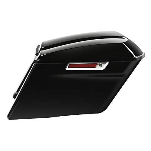 Motorcycle 4" Stretched Saddlebags Fit For Harley Touring 2014 (4" Stretched-Vivid Black W/ Chrome Latches)