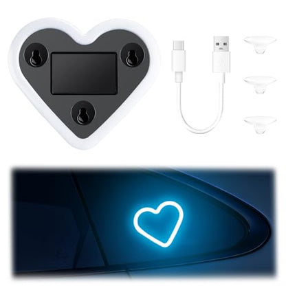 Heart Shaped Solar Powered Car LED Interior Ambient Light (Ice Blue / 1PCS)