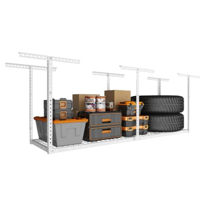 2x8ft Overhead Ceiling Garage Storage Rack (White / 2x8ft)