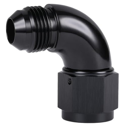 90 Degree 10AN Male to 10AN Female Swivel Full Flow Fitting Adapter Coupler Aluminum Black (10AN / Black - 90 Degree)