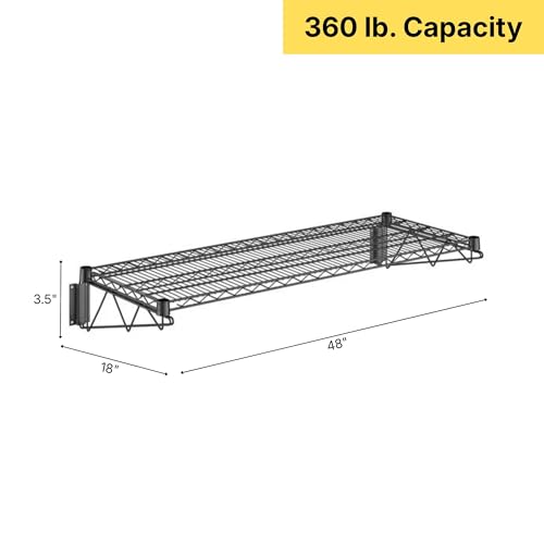 18" x 48" Black Epoxy Wire Wall Mount Shelf (Black / 18" x 48")