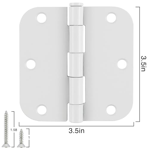 3 1 2" Matte White Door Hinges 3.5" 5 (White / 6 Pack-no squeak)