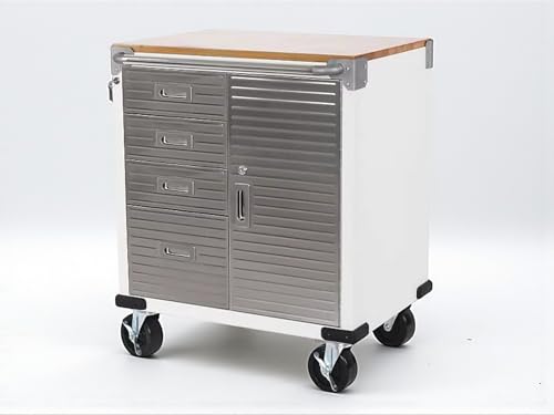 Heavy Duty Rolling Storage Cabinet with Wheels and Drawers (1 Door, 4 Drawer (28" W x 25" D x 34.5" H) / White)