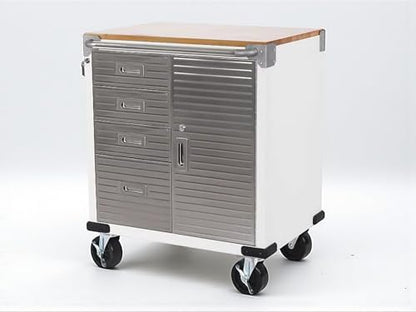 Heavy Duty Rolling Storage Cabinet with Wheels and Drawers (1 Door, 4 Drawer (28" W x 25" D x 34.5" H) / White)