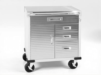 Heavy Duty Rolling Storage Cabinet with Wheels and Drawers (Stainless steel table top 1 Door, 4 Drawer / Granite)