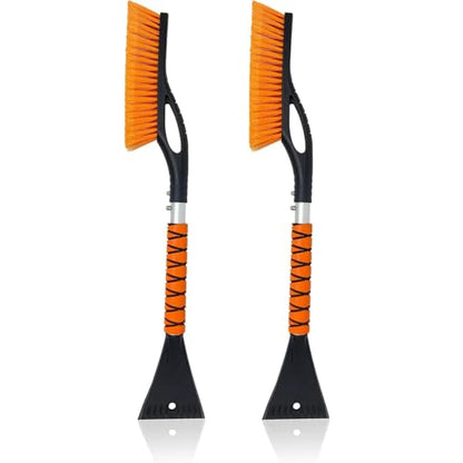 27" Snow Brush with Ice Scraper for Car Windshield 2 Pack Orange (Orange & Orange)