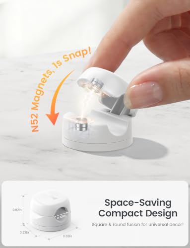 6 Pack Rotating Magnetic Cable Clips (Snow White - Rotatable)
