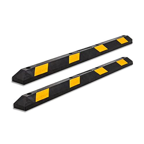 Rubber Parking Curb Garage Car Stopper (black and yellow-2)