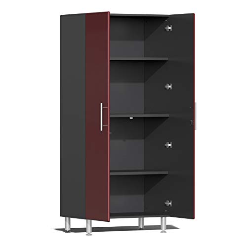 UG23101R 10 Piece Garage Cabinet Kit with Channeled Worktop in Ruby Red Metallic