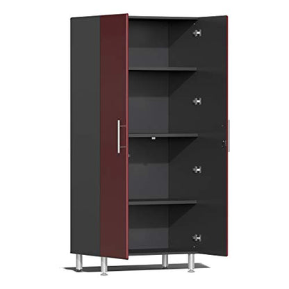 UG23101R 10 Piece Garage Cabinet Kit with Channeled Worktop in Ruby Red Metallic